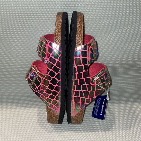 BIRKENSTOCK ARIZONA GATOR GLEAM RASPBERRY 2 BAND SANDALS NWT W40/9 Narrow - Picture 8 of 9